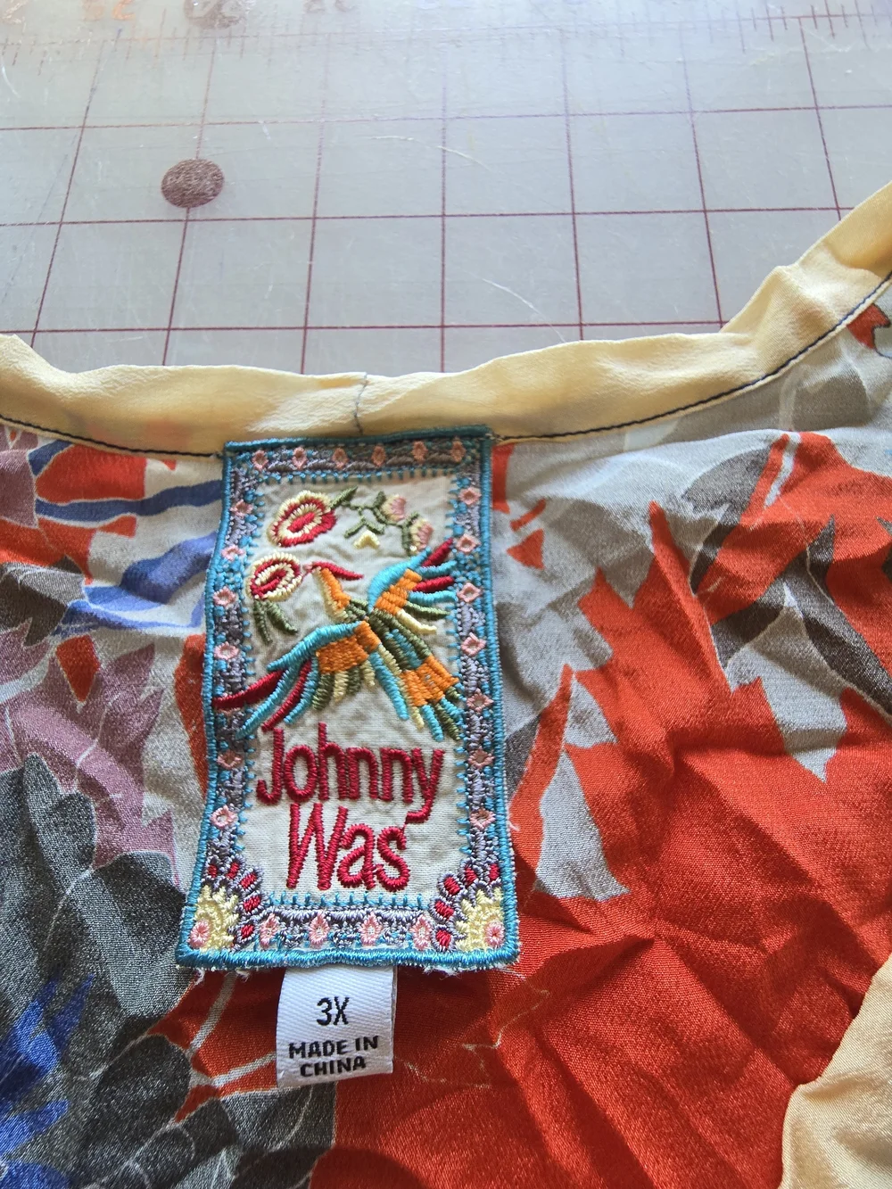 Johnny Was Multicolor Floral Embroidered Neck Blouse in Blue and Red - Picture 5 of 6